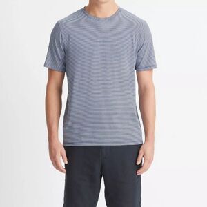 Vince Men's Stripe Pima Cotton‎ Crew Neck T-Shirt Blue White Medium